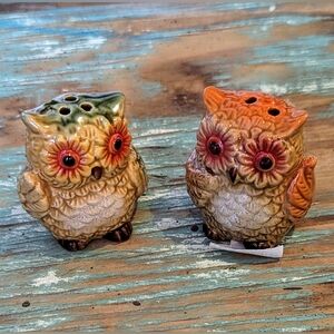 Cracker Barrel Whimsical Owl Set of Salt and Pepper Shakers